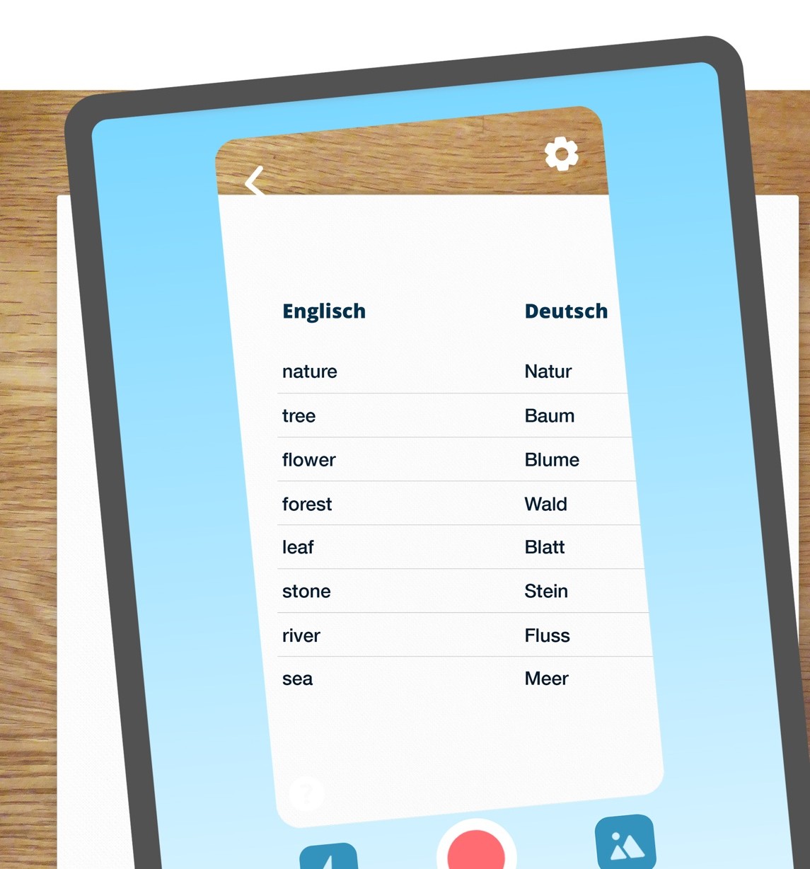 Vocabulary scanner: a tablet scans a paper vocabulary list
